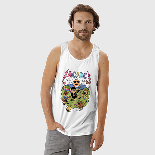 Мужская майка ACDC мультяшный стиль / Белый – фото 3