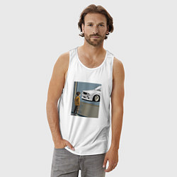 Майка мужская хлопок BMW E30 немецкая классика, цвет: белый — фото 2