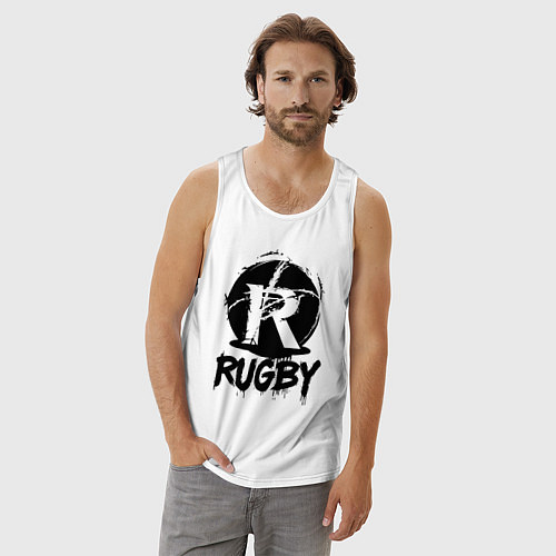 Мужская майка Регби черной краской / Белый – фото 3