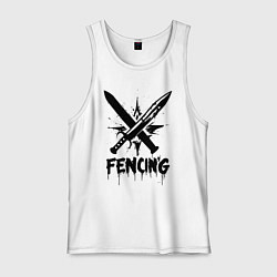 Майка мужская хлопок Фехтование скрещённые мечи в стиле граффити, цвет: белый