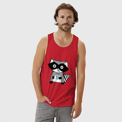 Майка мужская хлопок Енот-мальчик, цвет: красный — фото 2