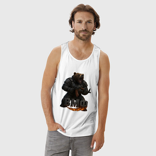 Мужская майка ВМФ стреляющий медведь / Белый – фото 3