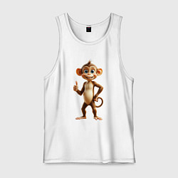 Майка мужская хлопок Милая обезьяна, показывающая жест, цвет: белый