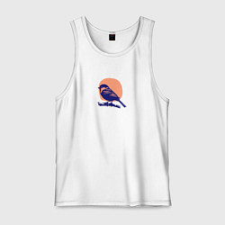 Майка мужская хлопок Воробей на закате, цвет: белый