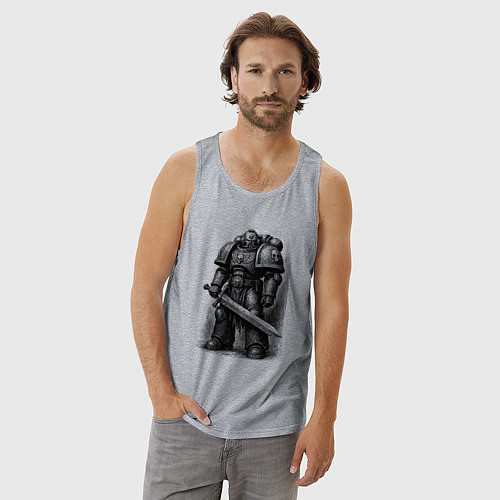 Мужская майка Космический десантник с мечом / Меланж – фото 3