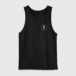 Майка мужская хлопок Если ангел твой за твоим плечом черно белый арт, цвет: черный