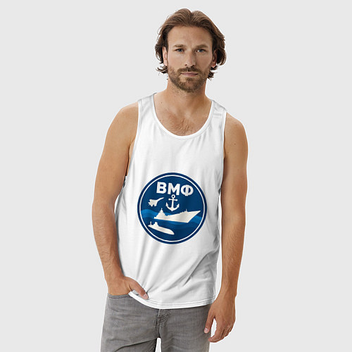 Мужская майка ВМФ - самолет, корабль, подводная лодка и якорь / Белый – фото 3