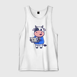 Мужская майка Коровка с ноутбуком