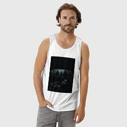 Майка мужская хлопок Девушка прячется в машине ужасы триллер, цвет: белый — фото 2