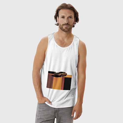 Мужская майка Ретрофутуризм спорткар поп-арт 1970-е / Белый – фото 3