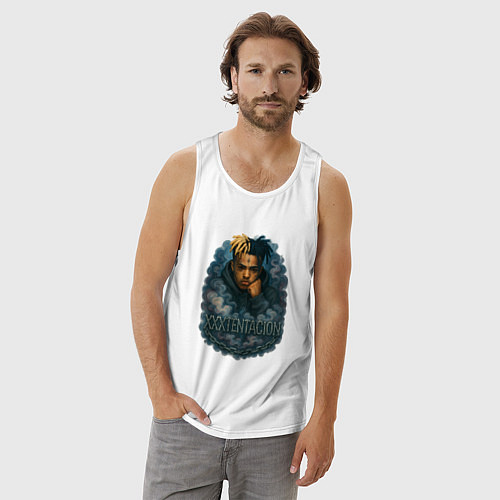 Мужская майка XXXTentacion внутри облаков / Белый – фото 3