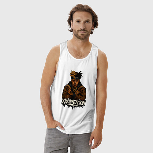 Мужская майка XXXTentacion скрещенные руки / Белый – фото 3