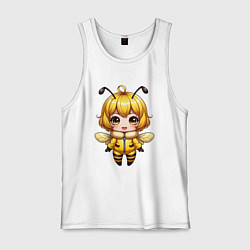 Майка мужская хлопок Девочка-пчелка в стиле чибика, цвет: белый