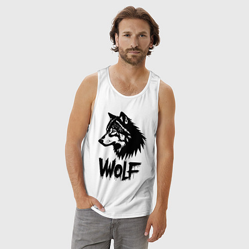 Мужская майка Волк в стиле граффити / Белый – фото 3