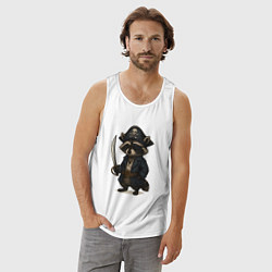 Майка мужская хлопок Енот пират, цвет: белый — фото 2