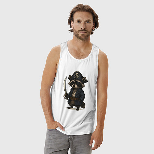 Мужская майка Енот пират / Белый – фото 3