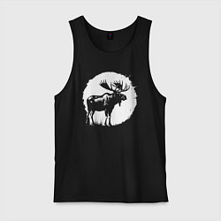 Майка мужская хлопок Лось в круге, цвет: черный