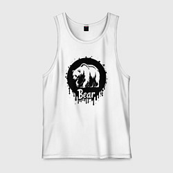 Майка мужская хлопок Черный медведь в круге, цвет: белый