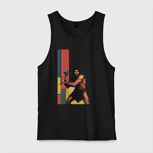 Мужская майка Поп-арт неандерталец / Черный – фото 1