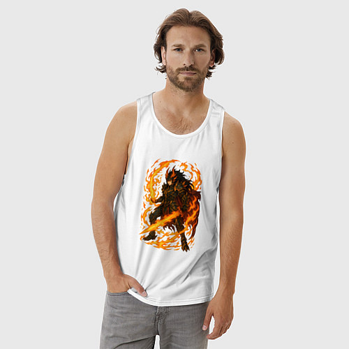 Мужская майка Герой дракон с огненным мечем / Белый – фото 3