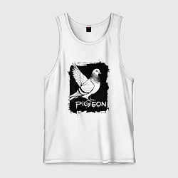 Майка мужская хлопок Голубь в стиле граффити, цвет: белый