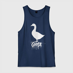Майка мужская хлопок Гусь с подтеками, цвет: тёмно-синий