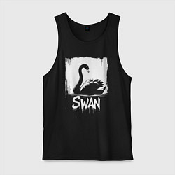 Майка мужская хлопок Лебедь в стиле граффити, цвет: черный