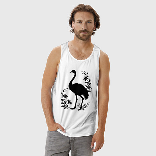 Мужская майка Страус среди цветов / Белый – фото 3