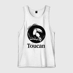 Майка мужская хлопок Тукан в круге, цвет: белый