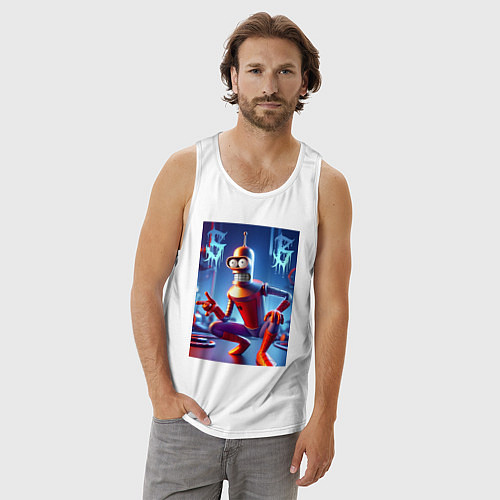 Мужская майка Бендер-паук мем коллаба / Белый – фото 3