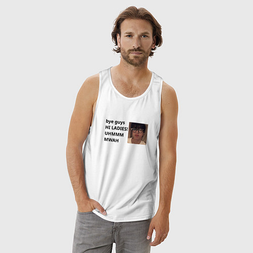 Мужская майка Субин TXT Bye guys Hi ladies / Белый – фото 3