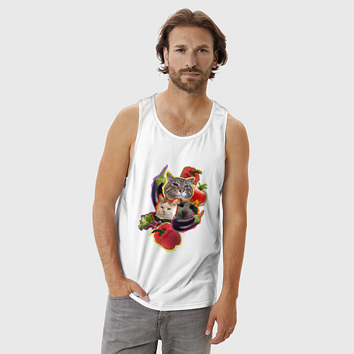 Мужская майка Кото-салат - мем с котами / Белый – фото 3