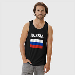 Майка мужская хлопок Russia flag, цвет: черный — фото 2