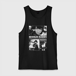 Майка мужская хлопок Сёгун райден - геншин, цвет: черный