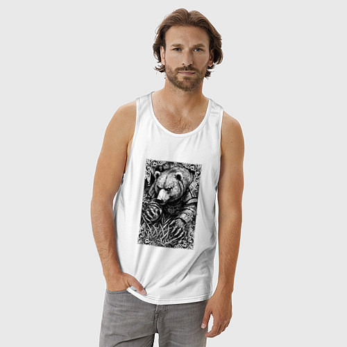 Мужская майка Атакующий мишка / Белый – фото 3