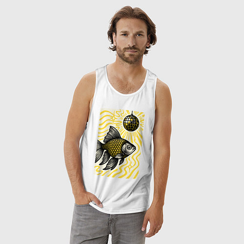Мужская майка Золотая рыбка диско / Белый – фото 3