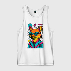 Майка мужская хлопок Лиса поп арт, цвет: белый