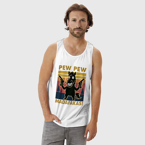 Мужская майка Пеу пеу мадафакас - лошадь с пистолетами / Белый – фото 3