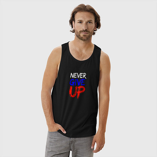 Мужская майка Never give up жизненный принцип / Черный – фото 3