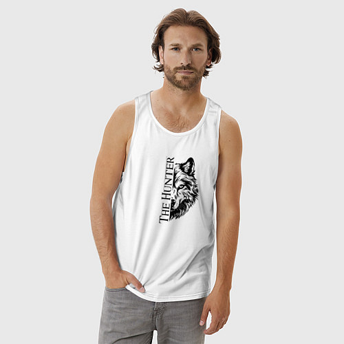 Мужская майка Волк охотник / Белый – фото 3