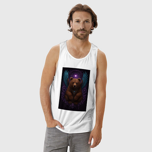 Мужская майка Духовный медведь / Белый – фото 3