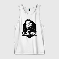 Майка мужская хлопок Орнамент Илона Маска, цвет: белый