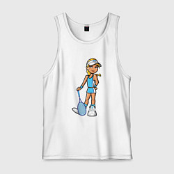 Майка мужская хлопок Блондинка теннисистка, цвет: белый