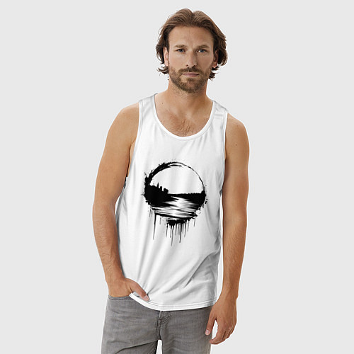 Мужская майка Волга река в стекающей краске / Белый – фото 3