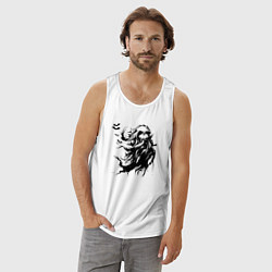 Майка мужская хлопок Dead night, цвет: белый — фото 2