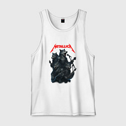 Майка мужская хлопок Metallica волки, цвет: белый