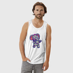 Майка мужская хлопок Слоник зомби, цвет: белый — фото 2