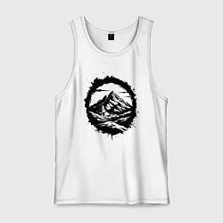 Майка мужская хлопок Гора и храм в круге, цвет: белый