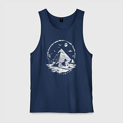 Майка мужская хлопок Лунная тайна пирамид, цвет: тёмно-синий