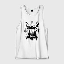 Мужская майка Рождественский олень со снежинками